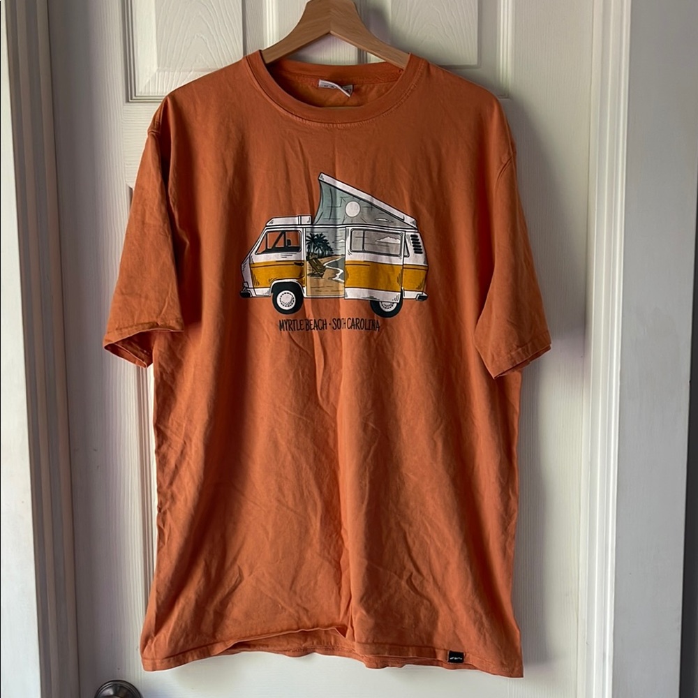 Myrtle Beach Camper Graphic Tee Burnt Orange Oversized L